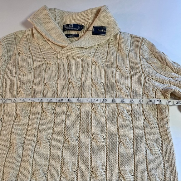 NWT Polo Ralph Lauren Men's Handknit Cable Knit Cream Sweater Size Large - Picture 7 of 11